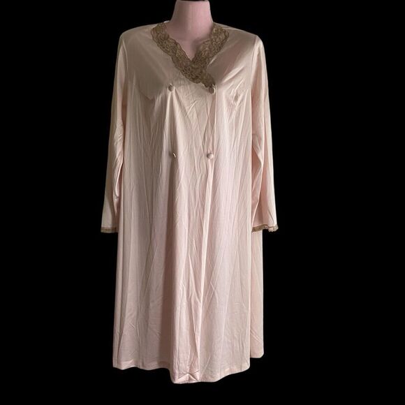 Vintage Vanity Fair Robe Women's Size 36 Dressing Gown Pink Double Breasted - Picture 1 of 5